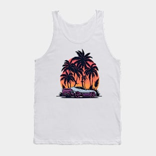 sunset classic car palm trees Tank Top